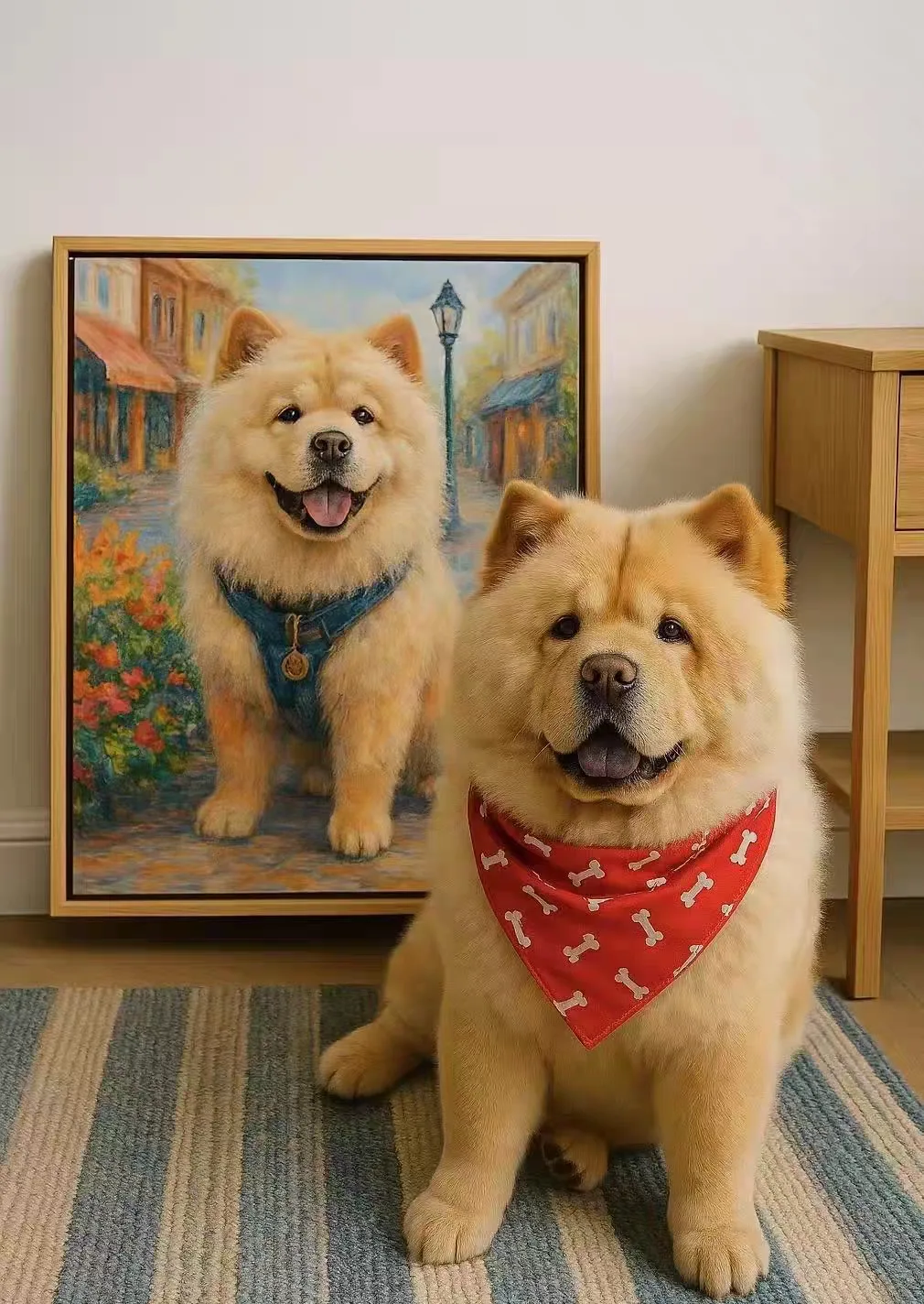 Hand-painted custom oil portrait of a dog, commissioned from a photograph