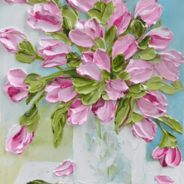 Handpainted Abstract Flower Acrylic Oil Painting Art Wall Knife Painting Home Decoration Painting