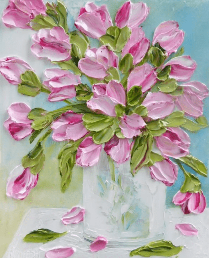 Handpainted Abstract Flower Acrylic Oil Painting Art Wall Knife Painting Home Decoration Painting