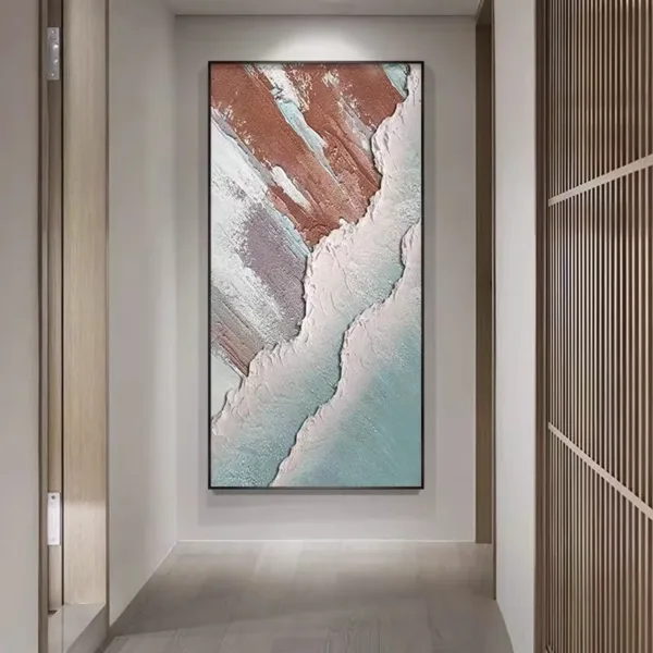 Hand-Painted Shallow Relief Earth Tones Strata Oil Painting