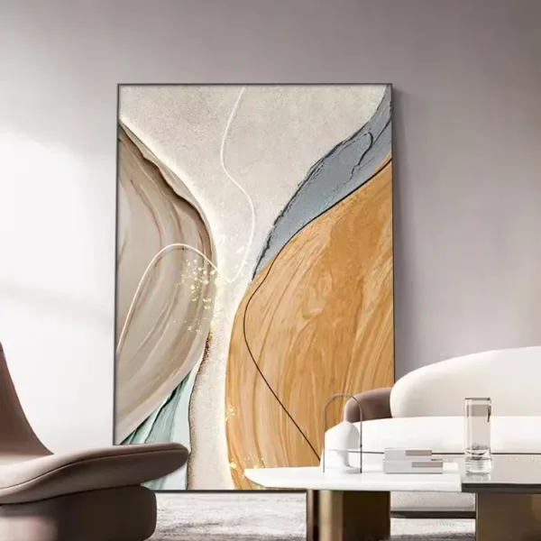 Hand-Painted Shallow Relief Desert Dunes Oil Painting on Canvas