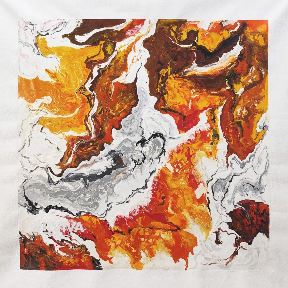 OilViva Orange Abstract Fluid Art Oil Painting | Earth Tone Pour Canvas