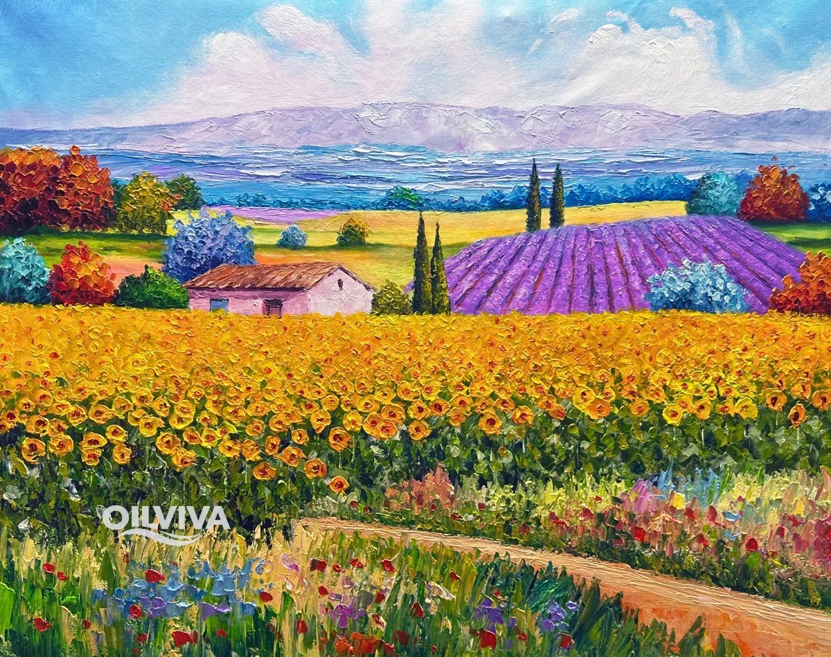OilViva Sunflower & Lavender Provencal Oil Painting | French Countryside Art