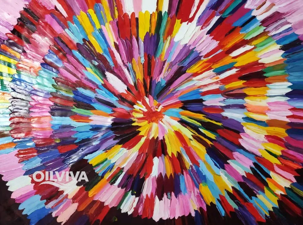 OilViva Radial Burst Abstract Oil Painting | Warm Impasto Canvas