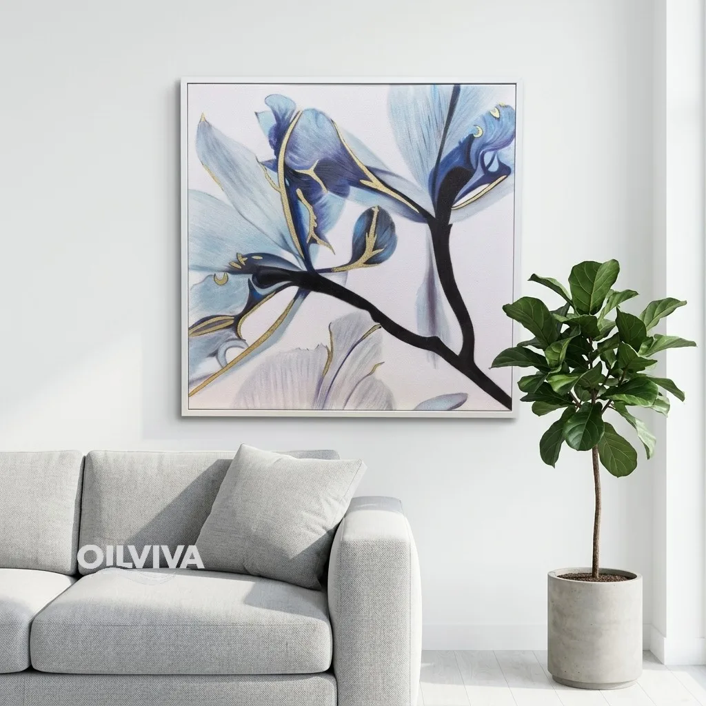 OilViva Abstract Floral Framed Art | Modern Sofa Wall Decor Painting