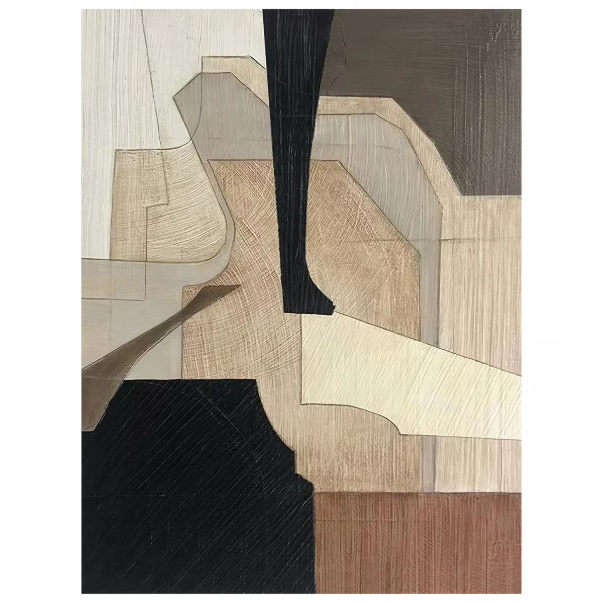 OilViva Earth Tone Abstract Oil Painting | Geometric Wall Art Canvas