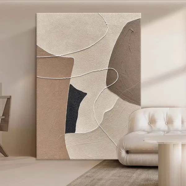 OilViva Abstract Neutral Beige Brown Oil Painting | Beige Brown Wall Art